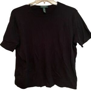 Lauren Ralph Lauren Black Cotton Tee Shirt Sz 2X